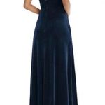 Dessy Lovely Velvet Twist Front Cutout Maxi Dress Midnight Blue Size 2 NWT Photo 1