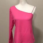 Amazon Pink chiffon off one shoulder long sleeve Blouse Photo 0