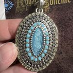 Blue Moon Beads Royal Boheme Metal Oval Pendant Silver and Simulated Turquoise Photo 3