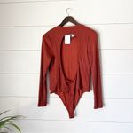 ALLSAINTS  Molly Long Sleeve Cut Out Back Bodysuit, Wild Berry Red Photo 2