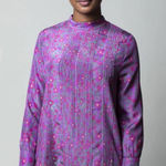 Apiece Apart  Sez Pintuck Purple floral Silk Blouse size 4 Photo 0