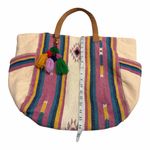 Boho Woven Canvas Tote Colorful Stripe Tassel Artisan Bag India Pink Photo 6