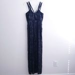 BCBGeneration Shimmer Burnout Sheer Strappy Jumpsuit Black Whimsigoth Witchy Photo 7