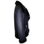 ZARA  Black Faux Leather Faux Fur Collar Shearling Belted Moto Motorcyle Jacket Photo 5