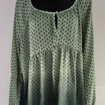 Princess Vera Wang XL Green Ombre Blouse Keyhole Puff Boho Romantic Baby Doll Photo 0