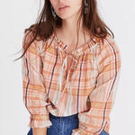 Madewell  Plaid Cotton Silk Blouse Photo 0
