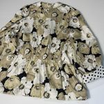 Joan Rivers  JACKET BLAZER FLORAL FLOWER WHITE TAN‎ SIZE 14  3/4 SLEEVE POCKETS Photo 6