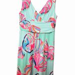 Lilly Pulitzer  Sloane Maxi Dress L Minty Fresh On The Rocks Shell Print Preppy Photo 5