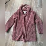 PINK - Victoria's Secret PINK Hooded Teddy Jacket Cardigan Sweater Fuzzy Sherpa Mauve Purple Size M L Photo 1