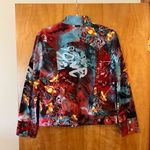 St. John Sport Marie Gray Button Up Jacket Pop Art To Wear Luxury Red Aqua Medium Photo 9