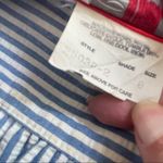 Vintage 80s Serbin Petite Seersucker Stripe Shirt Dress M 8 Blue Size 8P Photo 9