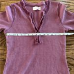 Dear John  Plum Berry Waffle Knit Cotton Blend Raw Hem Henley Long Sleeve S Photo 4