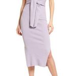Good American Lilac Ribbed Knit Belted Waist Bodycon Sleeveless Midi Dress Photo 0
