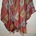 UNBRANDED | Red Brown Blue Orange Pink Yellow Rainbow Southwest Style Poncho | O Size undefined Photo 2