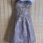 American Eagle Lavender Gold Metallic Jacquard Strapless A-Line Dress Photo 0