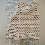 Handmade Vintage Crochet Boho Sweater Vest with Flower Appliqués Beige Cream EUC Photo 6