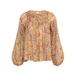 Warm NY Cotton Floral Print Long Sleeve Boho Peasant Blouse Top Size S Orange Photo 4