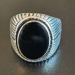 Oval obsidian stone S925 silver ring size 8 Photo 0