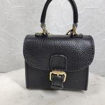 Vintage Italian Mini Black Leather Top Handle Bag Gold Buckle Made in Italy Photo 2