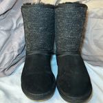 Minnetonka Tall Suede Tweed Boots Sheepskin/ Wool Lining Black 8 Photo 2