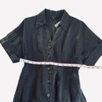 Madewell  Pleated Midi Button Down Shirtdress Jet Black 100% Linen Womens Size XS Photo 3