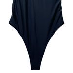 Relleciga NWT  Black One Piece Swimsuit Size Small Thong High Cut V Neck Bodysuit Photo 7