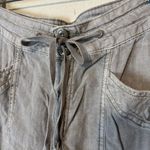 American Eagle  Khaki Linen Blend Pants Cargo drawstring waist sz 8L tall Photo 3