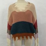 On The Road Boutique  Crop Colorblock Raw Hem Sweater Photo 0