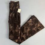 Free People NWT Jayde Black Tie Printed Metallic Black Flare Jeans Photo 6