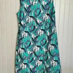 Talbots Teal Safari Giraffe Print Sheath Dress Back Zip L27 Photo 1