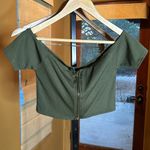 Missguided NWT  Olive Green Ribbed Zipper Crop Top Size 6 Photo 0