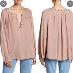 Emory park Long sleeve blouse NWOT white with silver detailed geometry neckline Photo 8