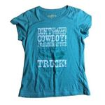 Womens T Shirt Farm Girl Graphic Tee on't Flatter Yourself Cowboy Large Green u Photo 0