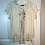 Cowgirl Up Embroider Cream S/S Western Wild West Lace Shirt Size XL EUC #1040 Photo 1