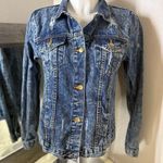Blue and Gold Jean Jacket with Fitted Silhouette Size L Photo 0