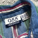 Vintage Denim Sleeveless Shirt Top Vest Stripes M Medium Green Photo 4