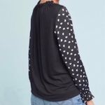 Anthropologie Dolan Half Moon Blouse Black White Top Long Sleeve Rayon Celestial Photo 1