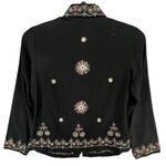 Silkland Y2K Shirt Women S Petite Black Silk Embroider Floral Button Up Boho Art Size undefined Photo 3