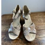 Toms  Strappy Canvas Cork Wedge Heel Cuff Platform‎ Sandals Crisscross Photo 1