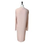 DKNY Cardigan Duster Open Front Ribbed Knit Long Sleeves Pockets Blush Pink L Photo 3