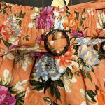 Rachel Roy‎ Floral Paperbag Waist Skirt Orange Summer Boho Chic Belted F11 Size M Photo 1