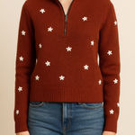Madewell embroidered Enfield Half-Zip Sweater, XS, color:Heather Brick Photo 0