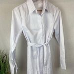 100% Cotton Long Sleeve Button Front Open Skirt Midi Prairie Shirt Dress XL White Photo 0