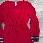 Pink Owl Long Sleeve Wrap Mini Dress Womens S Gem Embellished Cuffs V Neck Photo 7