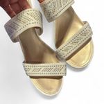 Impo White Rhinestone Wedge Sandals Y2K Strappy Platform Womens 6.5 7 Photo 4