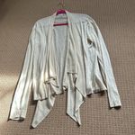 Max Mara  open front cardigan ivory ribbed drape front Medium flax linen Photo 5