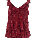 The Kooples Dress Red Floral Ruffle Tiered Mini Sleeveless Women's Size 2 Photo 0