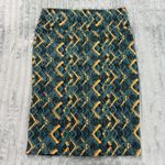 LuLaRoe Skirt Womens L Green Yellow Cassie Straight Midi Geometric Stretch NWT Photo 2