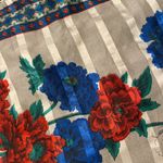 Vintage red, blue, white poppy carnations floral scarf Photo 5
