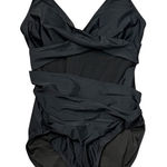 Aidonger Black One Piece Swimsuit Wrap Front Adjustable Straps Size Medium NWT Photo 0